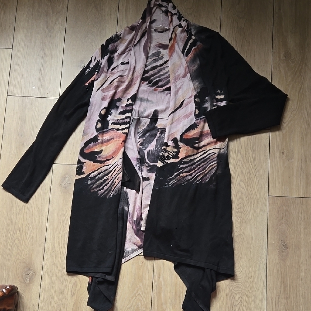 ADORE Art Boho Stunning Taupe  Midi Cadigan Asymmetrical Size L